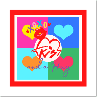 Colorful Hearts - XOXO - kiss and a hug Posters and Art